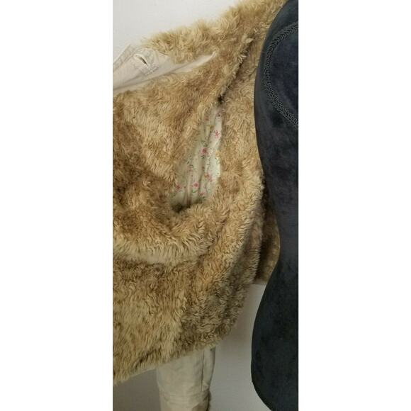 Jacob Connexion Tan Jacket Fur Trim Pockets Size M - Picture 7 of 8